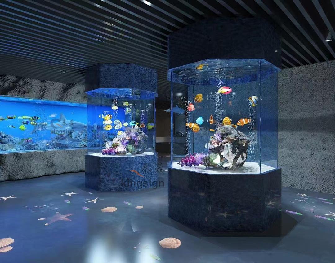 Ярката перла на световния аквариум -голям резервоар за акрилна риба